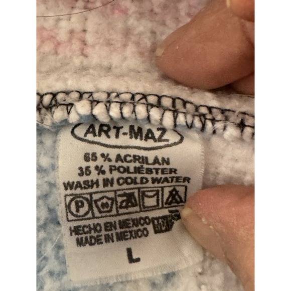 Art Mez Unisex Pullover Baja Poncho Hoodie Size L Colors White Pink and Blue - Picture 2 of 4